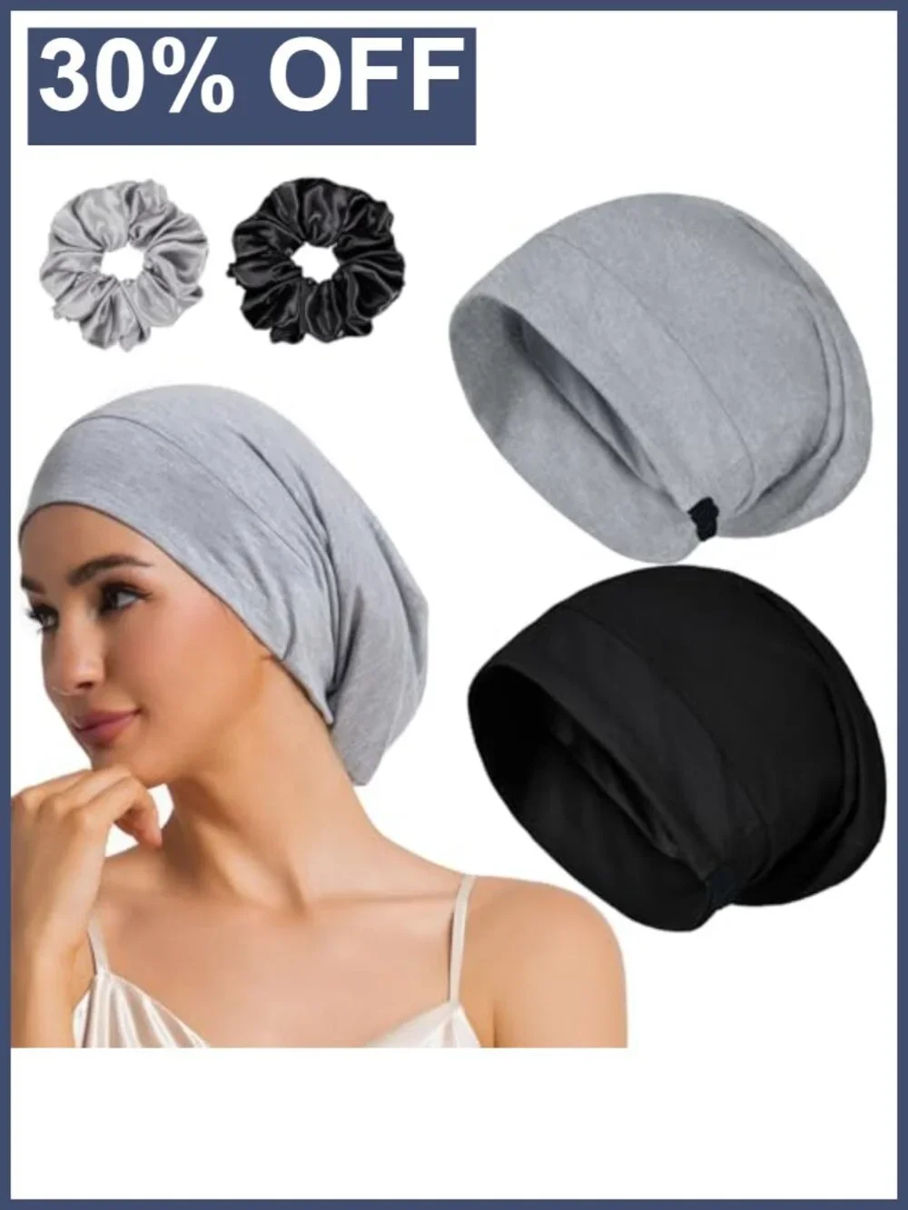 Silk Sleep Cap Bonnet for Black Women Cooling Lined Adjustable Night Hair Wrap